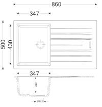 APELL PTPL861GO - LAVELLO DA INCASSO - 1.V + GOCC. - 86x50 - AVENA - 1