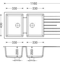 APELL PTPL1162GW - LAVELLO DA INCASSO - 116X50 - 2V+GOCC. - BIANCO - 1