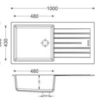 APELL PTLP1001GB - LAV. 100x50 - 1V. + GOCC. BLACK - 1