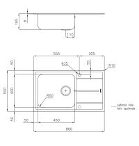 FOSTER LAVELLO EVO 3218002 - LAVELLO DA INCASSO 1 V. SX + GOCC. DX - INOX SPAZZOLATO - 1