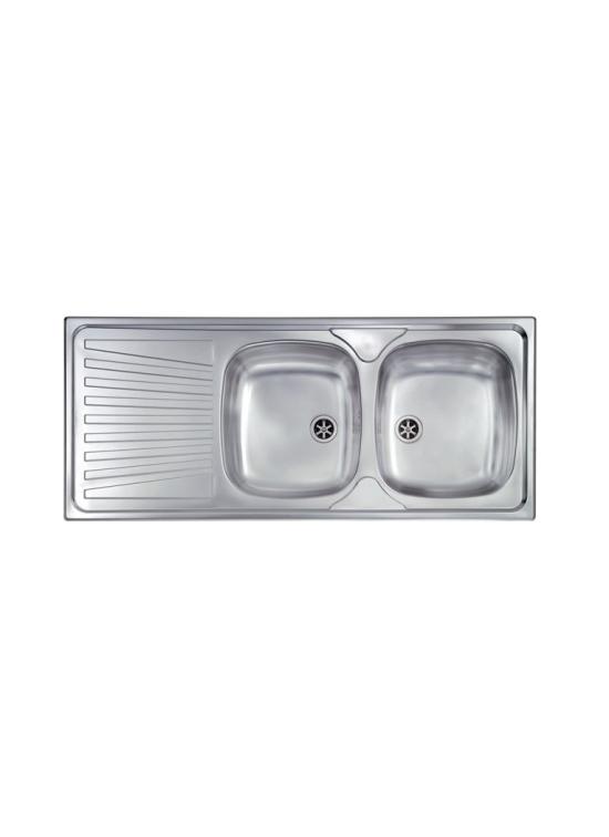 CM LAVELLI 011537D - LAVELLO DA INCASSO MONDIAL - 2 V. DX + GOCC. SX - 116x50 - ACCIAIO INOX SATINATO