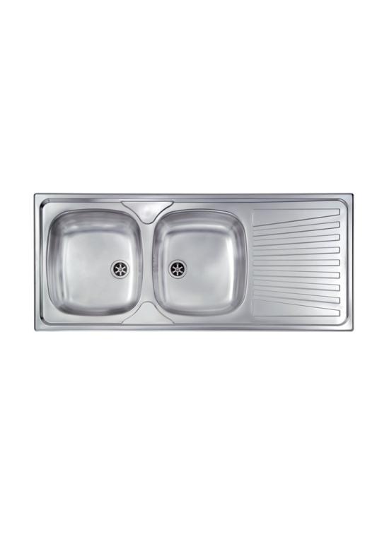 CM LAVELLI - LAVELLO MONDIAL DA INCASSO - 2 V. SX + GOCC. SX - 116x50 - ACCIAIO INOX SATINATO