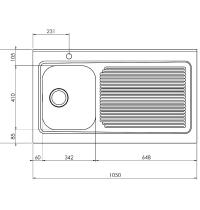 CM LAVELLI 031135SX - LAVELLO ROSSANA DA APPOGGIO - 1 V. SX + GOCC. DX - 105x60 - INOX SATINATO - 1