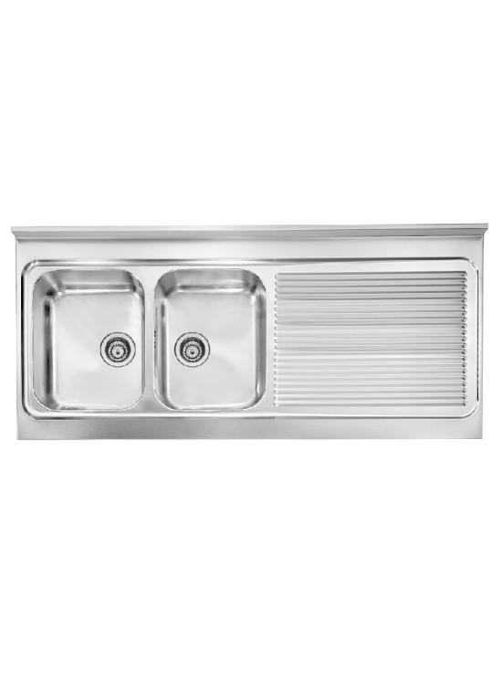 CM LAVELLI - LAVELLO ROSSANA DA APPOGGIO - 2 V. SX + GOCC. DX - 135x60 - INOX SATINATO