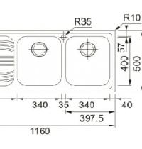 FRANKE RRX621DX 101.0053.247 - LAVELLO RADAR DA INCASSO - 2V. DX + GOCC. SX - INOX - 1