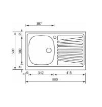 CM LAVELLI 031031D - LAVELLO MONDIAL DA APPOGGIO - 1 V. DX - 80x50 - INOX PRELUCIDATO - 1