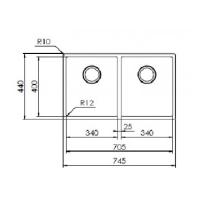 CM 0522114 - LAVELLO LUCE SOTTOTOP C/ 2 VASCHE - ACCIAIO SATINATO - 1