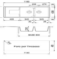 Lavello Plados - mod. Corax cm.116x50-CX1162- avena 94 - 1