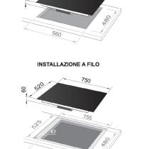 DE LONGHI NSL575DNCM - P. COTT. DA INCASSO O FILI TOP A GAS - 5 ZONE COTT. - VETROCERAMICA NERA - CL: