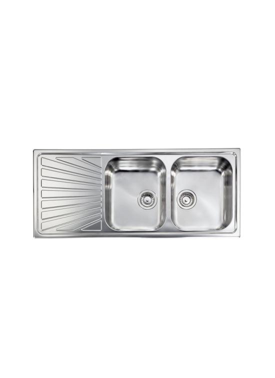 CM LAVELLI 011497D - LAVELLO COMETA DA INCASSO - 2 V. DX + GOCC. SX - 116x50 - INOX ANTIGRAFFIO