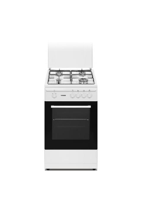 NIKKEI SN554WG - CUCINA A GAS A L. INSTALL. C/ 4 ZONE COTT. + FORNO A GAS - BIANCO