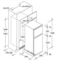 ZEROWATT  ZMDD14F - FRIGO COMBI DA INCASSO - STATICO - CL: