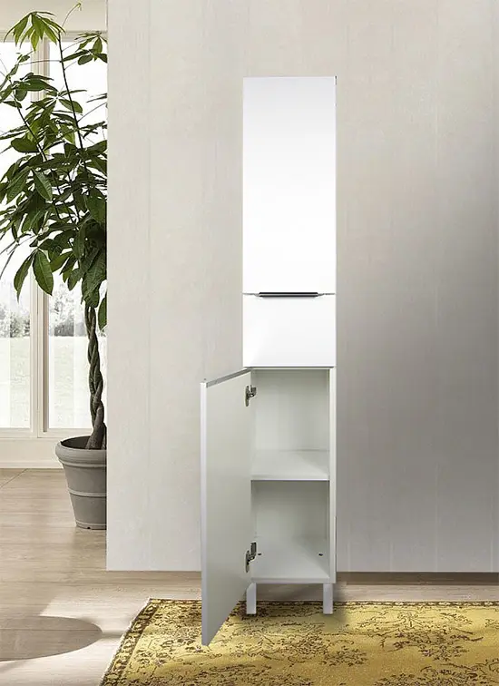 Colonna bagno 45x38x170h cm con 3 ante reversibile bianco lucido con porta  oggetti in dotazione